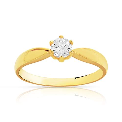 Bague solitaire or 750 jaune diamant 30/100e de carat