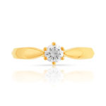 Bague solitaire or 750 jaune diamant 30/100e de carat - vue 3