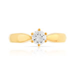 Bague solitaire or 750 jaune diamant 40/100e de carat - vue 3