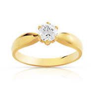 Bague solitaire or 750 jaune diamant 50/100e de carat