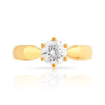 Solitaire ring goud 750 gele diamant 100van karaat - bekijk 3