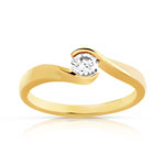 Bague solitaire or 750 jaune diamant 30/100e de carat - vue 1