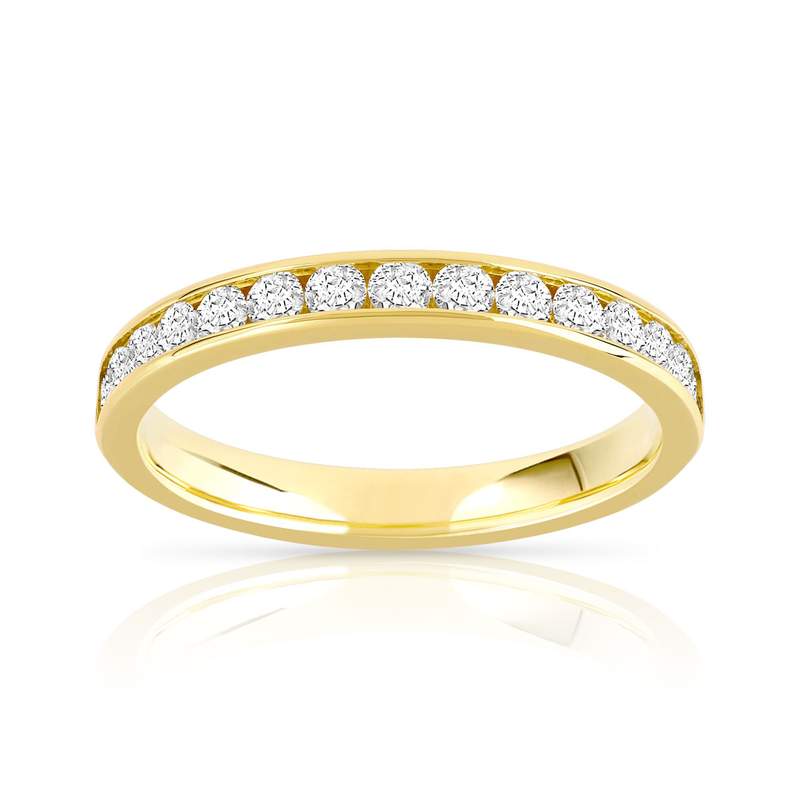 Alliance demi-tour or 750 jaune diamant - vue 1