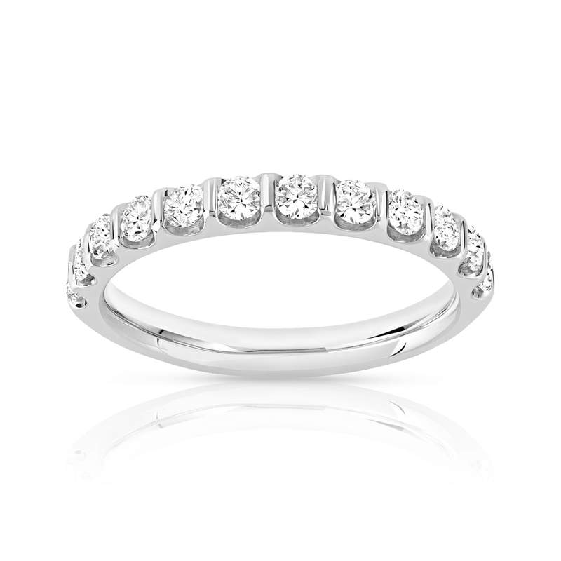 Alliance demi-tour or 750 blanc diamant H/SI - vue 1