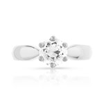 Bague solitaire or 750 blanc diamant 1 carat - vue 3