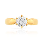 Bague solitaire or 750 jaune diamant 70/100e de carat - vue 3