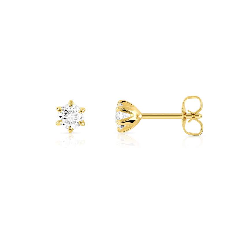 Boucles d'oreilles or 750 jaune diamant H/P1 - vue 1