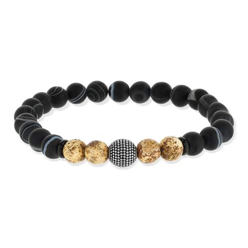 Bracelet agate et acier 19 cm