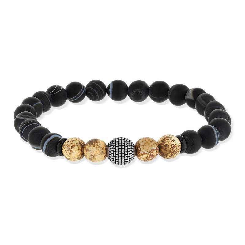Bracelet agate et acier 19 cm - vue 1