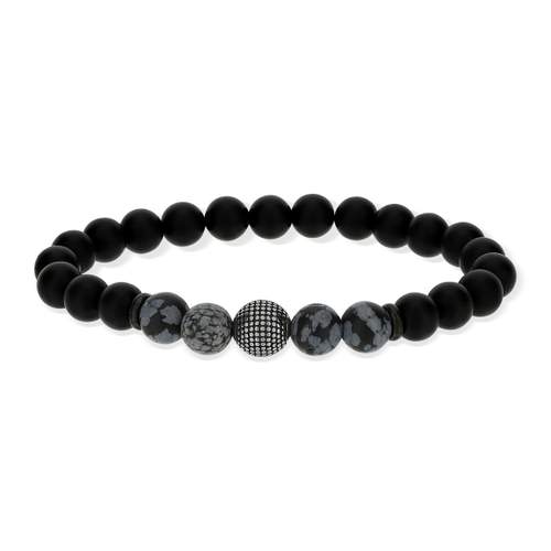 Bracelet onyx boule acier 19 cm