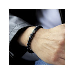 Bracelet onyx boule acier 19 cm - vue porté 1