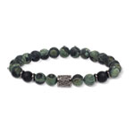 Bracelet onyx jade et acier 18,5 cm - vue 1