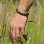 Bracelet onyx jade et acier 18,5 cm - vue porté 1