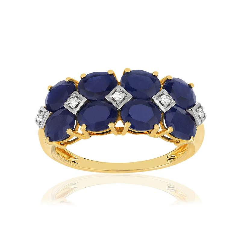 Bague or 375 2 tons saphirs diamants - vue 1