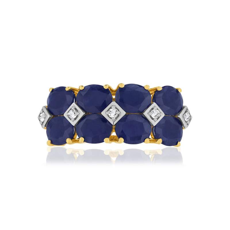 Bague or 375 2 tons saphirs diamants - vue 3