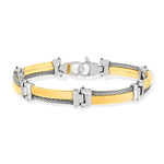 Bracelet acier et or 750 jaune - vue 1