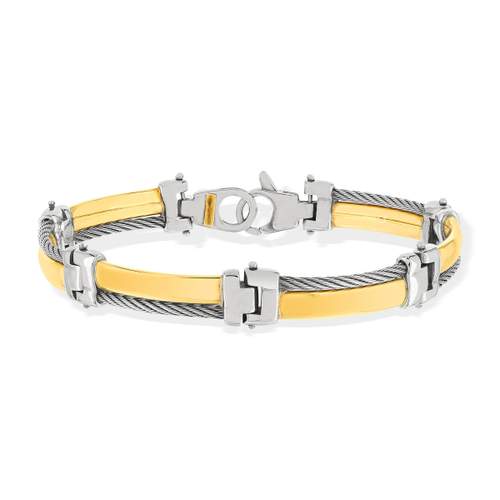 Staal en 750 geelgouden armband