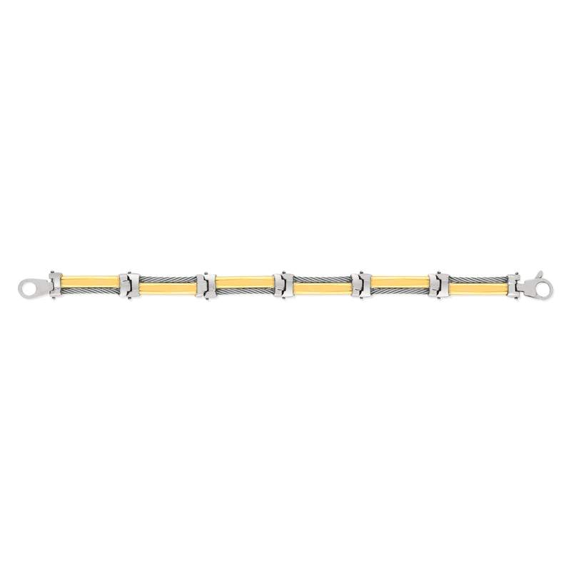 Bracelet acier et or 750 jaune - vue 2