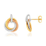 Boucles d'oreilles or 375 3 tons, diamants - vue 1
