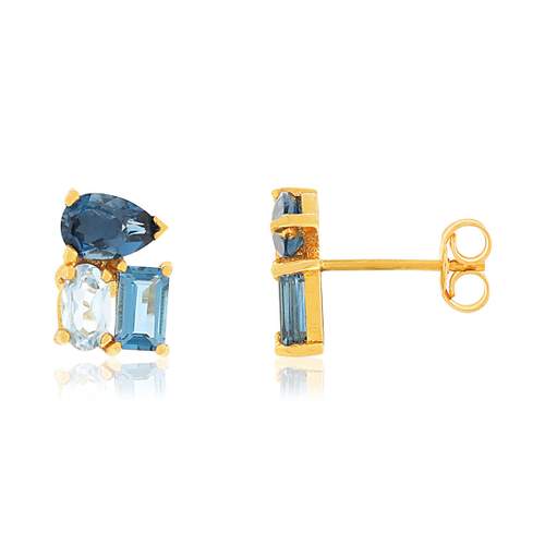 Boucles d'oreilles or jaune 375 topazes
