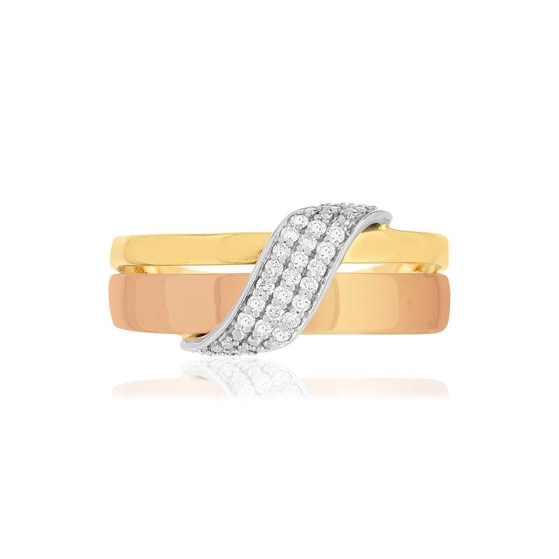 Bague 3 ors 750 diamants - vue 3