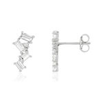 Boucles d'oreilles or blanc 375, zirconias - vue 1