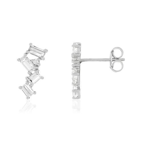 Boucles d'oreilles or blanc 375, zirconias