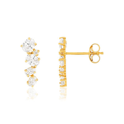 Boucles d'oreilles or jaune 375, zirconias - vue 1