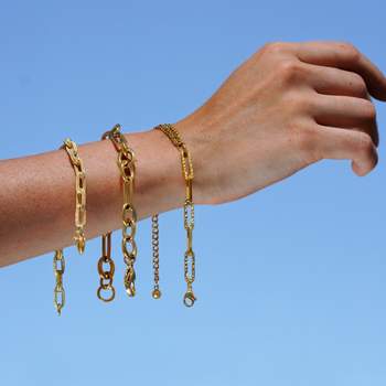 Bracelet or jaune 375 double chaîne maille ovale
