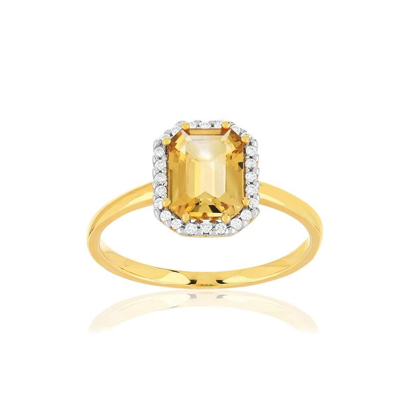 Bague or 375 2 tons citrine diamants - vue 1