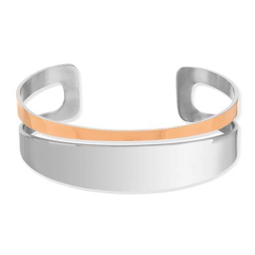 Bracelet jonc acier 2 tons rose diamètre 70 mm