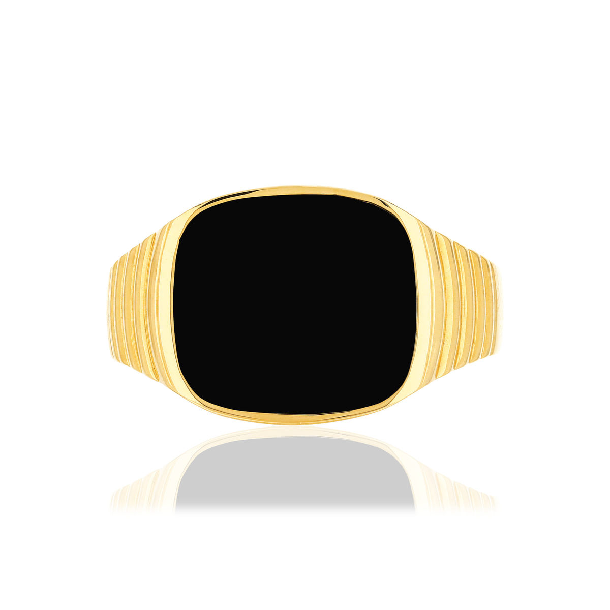 Chevalière or jaune 375, onyx - vue 3