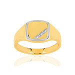 Chevalière or 375 2 tons diamants - vue 1