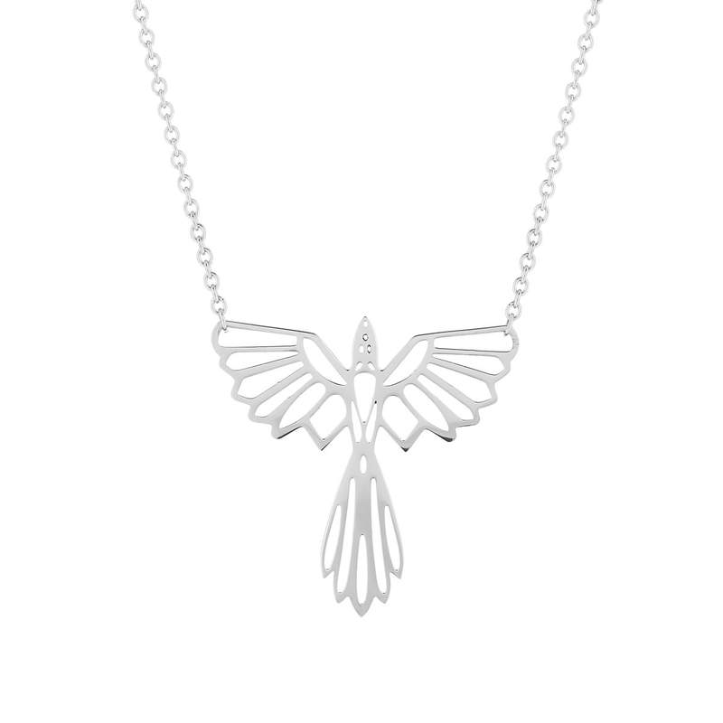 Collier acier maille forçat oiseau 48 cm - vue 1