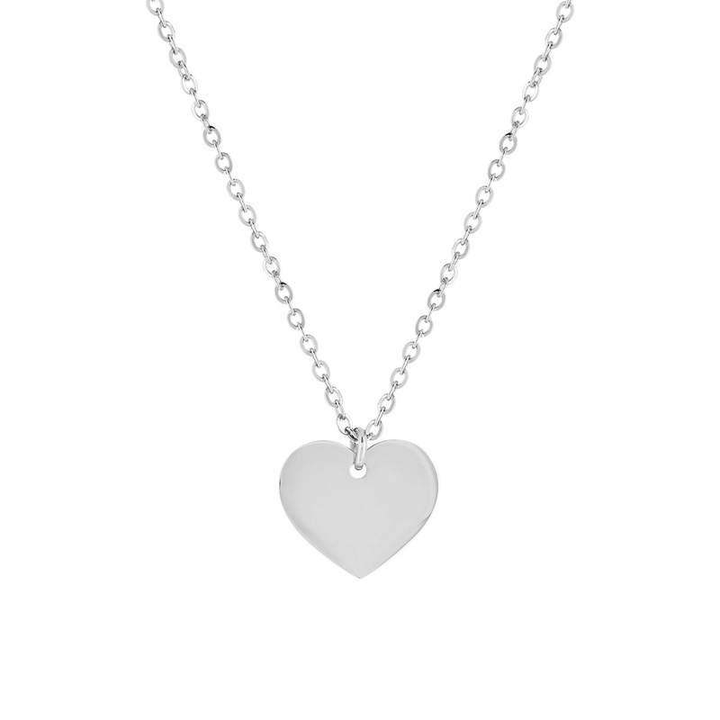 Collier acier maille forçat coeur 45 cm - vue 1