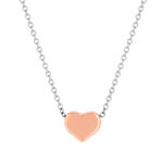 Collier acier maille forçat coeur rose 45 cm - vue 1