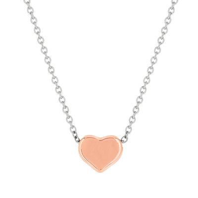 Collier acier maille forçat coeur rose 45 cm - vue 1