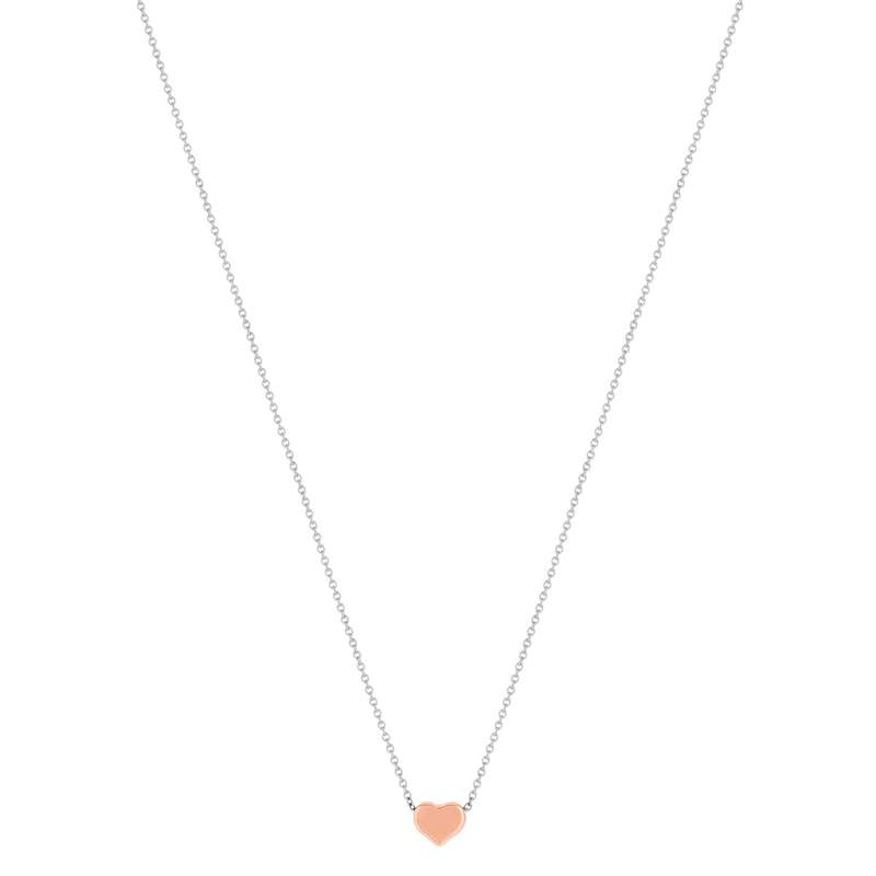 Collier acier maille forçat coeur rose 45 cm - vue 2