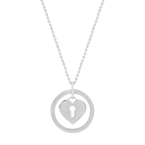 Collier acier maille forçat coeur 48 cm