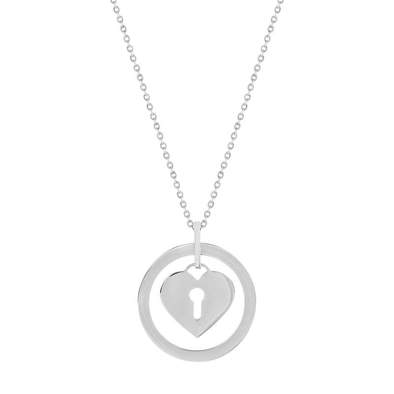 Collier acier maille forçat coeur 48 cm - vue 1