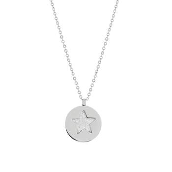 Collier acier maille forçat motif étoile 44 cm