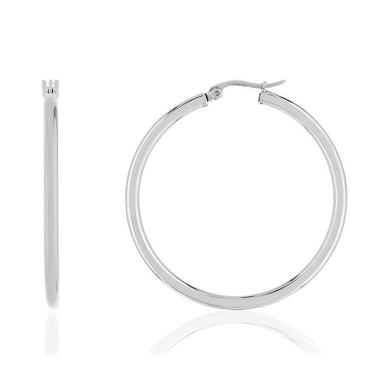 Boucles d'oreilles créoles acier 45 mm - vue 1
