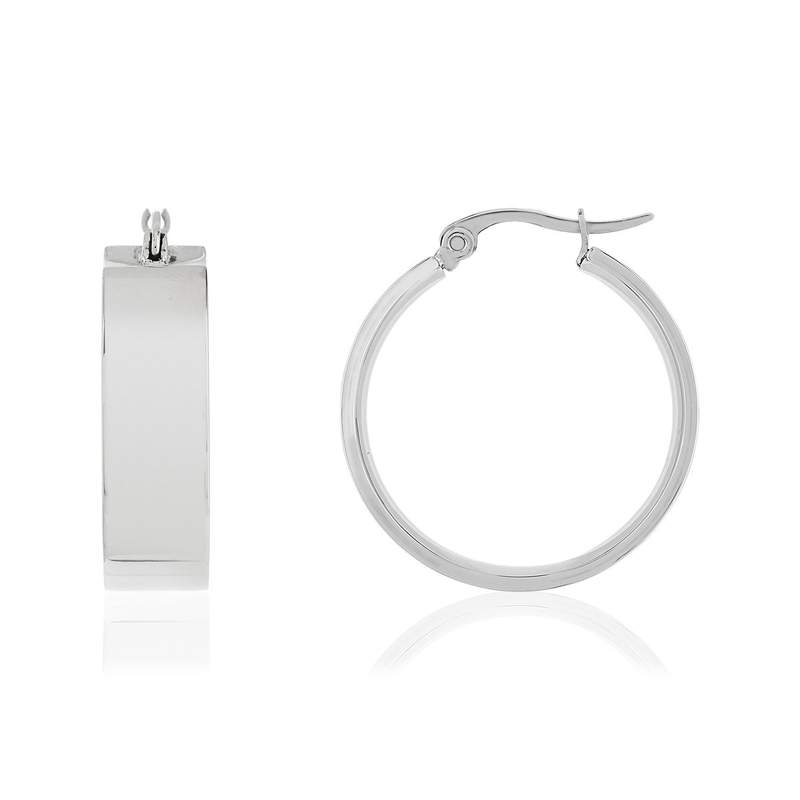 Boucles d'oreilles créoles acier 25 mm - vue 1