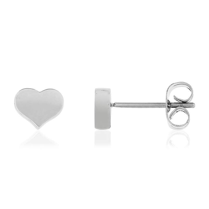 Boucles d'oreilles clous acier coeur - vue 1