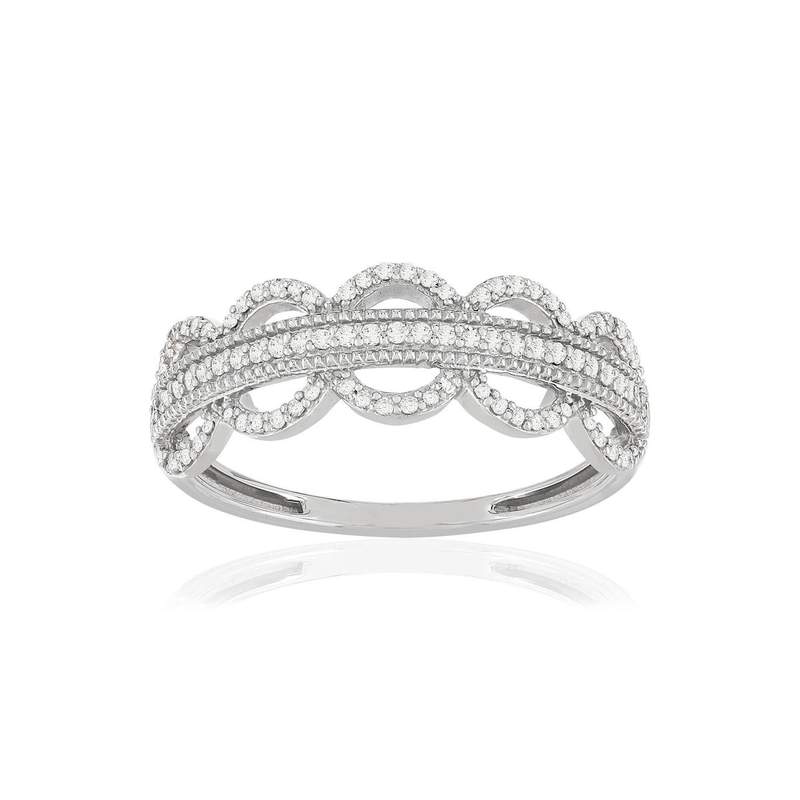 Bague or blanc 375 diamants - vue 1
