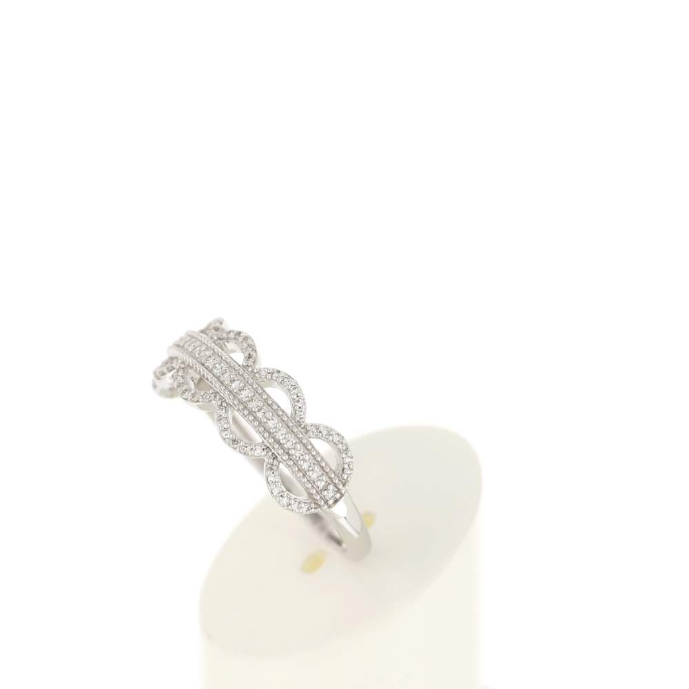 Bague or blanc 375 diamants - vue 5
