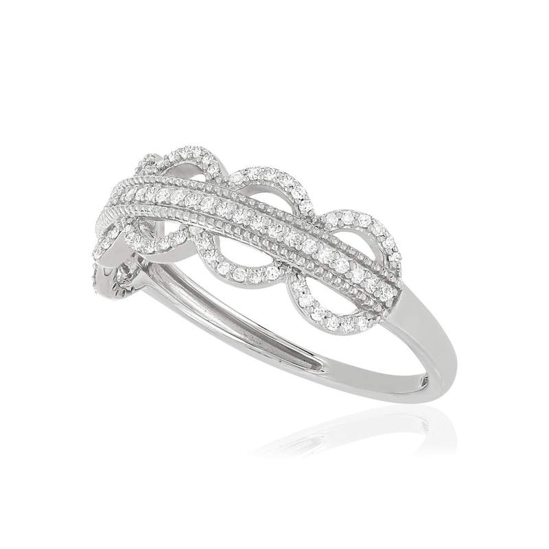 Bague or blanc 375 diamants - vue D1