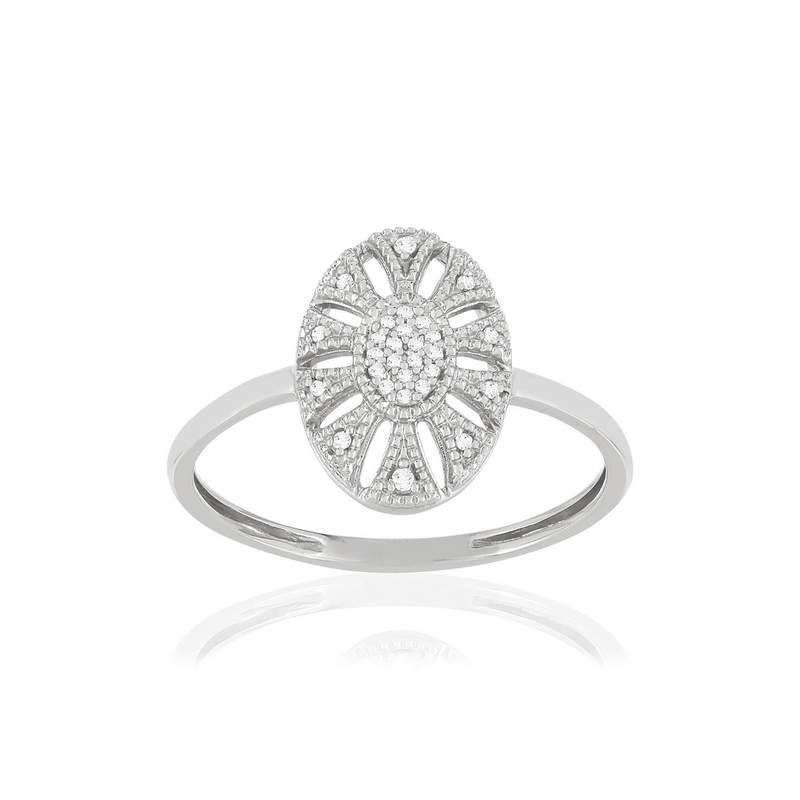 Bague or blanc 375 diamants - vue 1