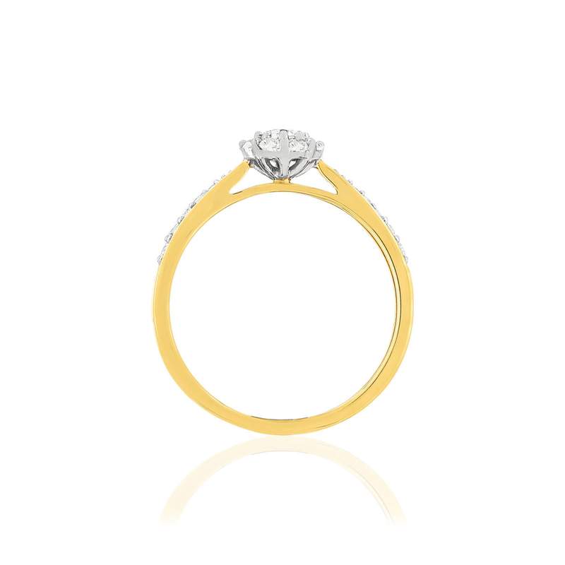 Bague or blanc 750 diamants - vue 2