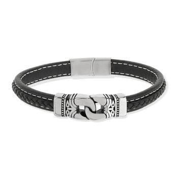 Bracelet matière synthétique noire acier 21 cm